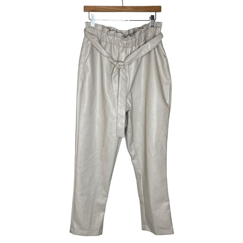 Bagatelle Collection Paperbag High Waist Faux Leather Vegan Pants Women's Medium